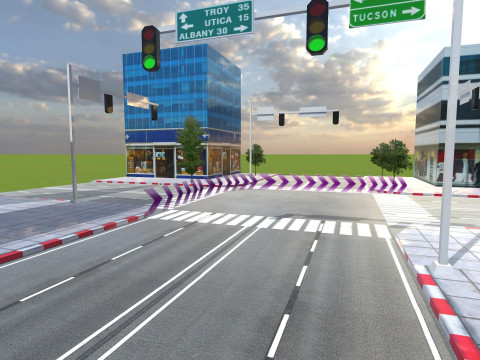 City Buildings Skyline Racing Track Road Modular Mobile Ready Model 3D