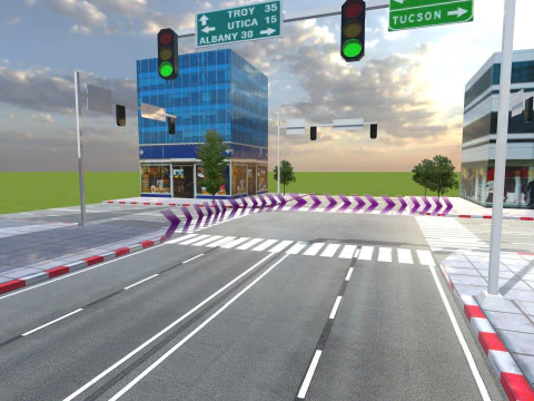 City Buildings Skyline Racing Track Road Modular Mobile Ready 3D Model