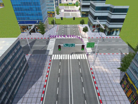 City Buildings Skyline Racing Track Road Modular Mobile Ready 3D Model