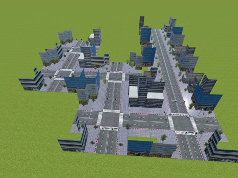 City Buildings Skyline Racing Track Road Modular Mobile Ready Model 3D