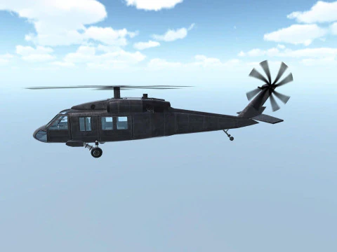 Helicopter Animated Lowpoly Game-ready 3D Model