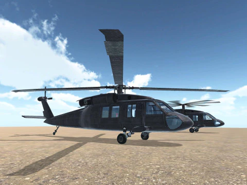 Helicopter Animated Lowpoly Game-ready 3D Model
