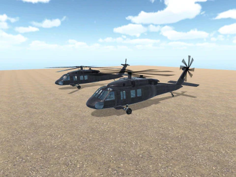 Helicopter Animated Lowpoly Game-ready 3D Model