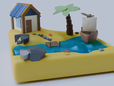 House and sea 3D Model