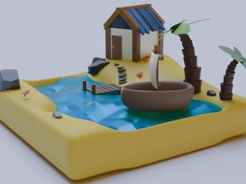 House and sea Model 3D