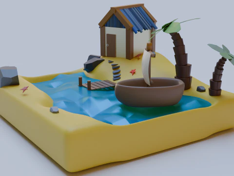 House and sea 3D Model