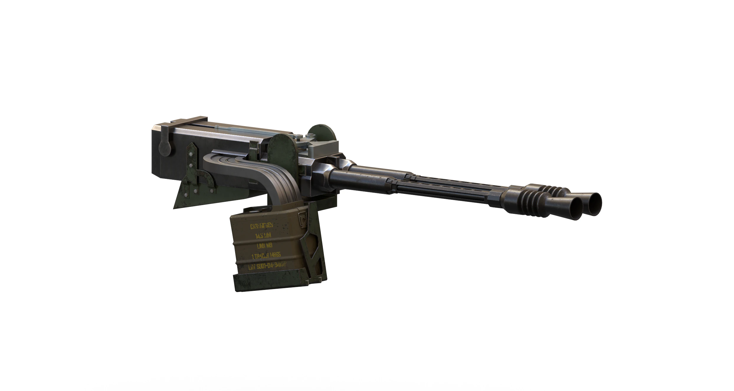 145mm Reaper Machine-gun 3D Model .c4d .max .obj .3ds .fbx .stl .blend 