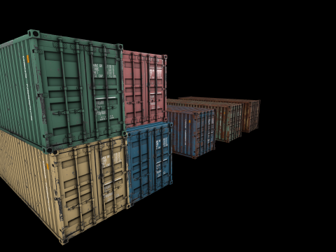 Cargo Containers 3D मॉडल