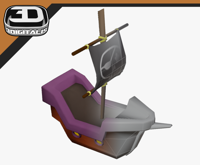 Stylized Pirate Ship Low Poly 3D-Modell .c4d .max .obj .3ds .fbx .stl .blend 