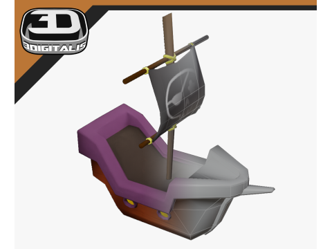 Stylized Pirate Ship Low Poly 3D Модель