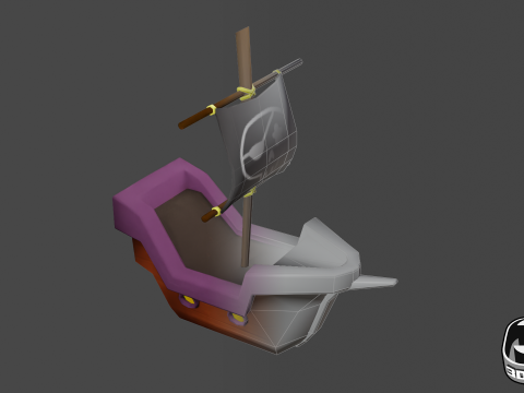 Stylized Pirate Ship Low Poly 3D-Modell