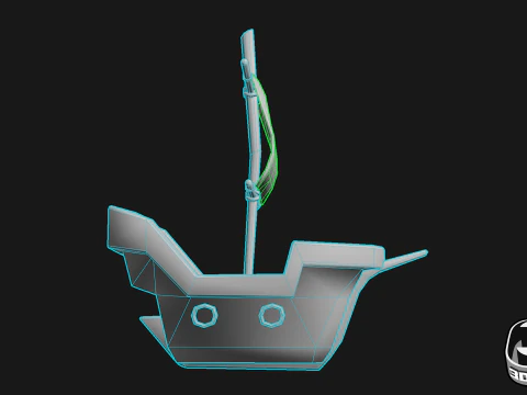 Stylized Pirate Ship Low Poly 3D Model