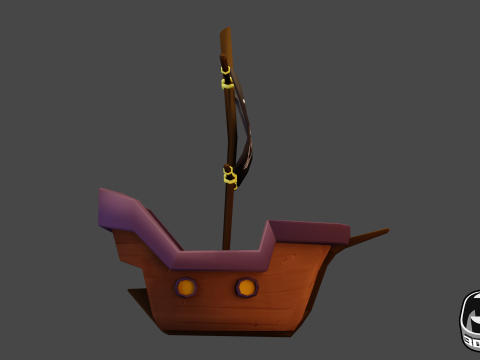 Stylized Pirate Ship Low Poly 3D-Modell