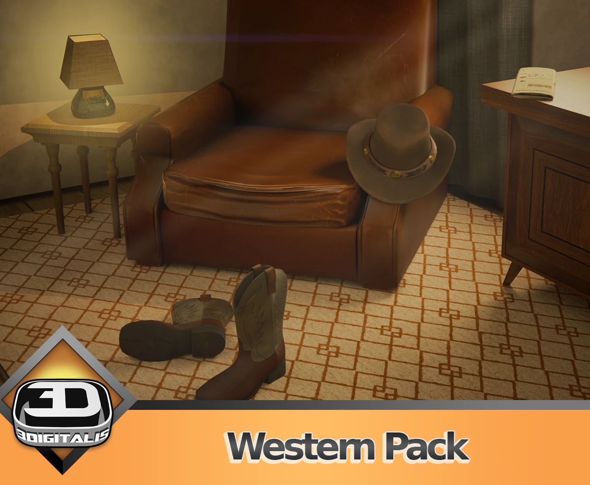 Western Pack 3D Model .c4d .max .obj .3ds .fbx .stl .blend 