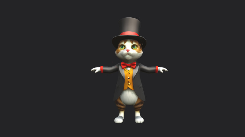 Gentleman Cat Model 001 3D Model .c4d .max .obj .3ds .fbx .stl .blend 