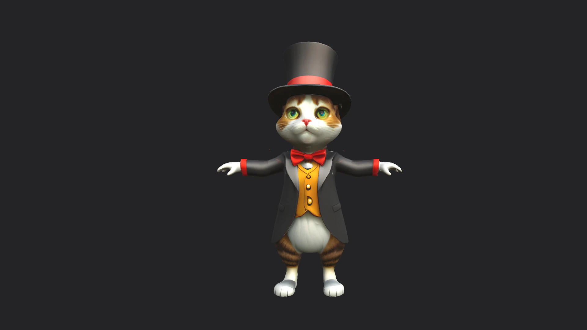 Gentleman Cat Model 001 3D Model .c4d .max .obj .3ds .fbx .stl .blend 