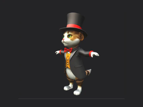 Gentleman Cat Model 001 3D Model