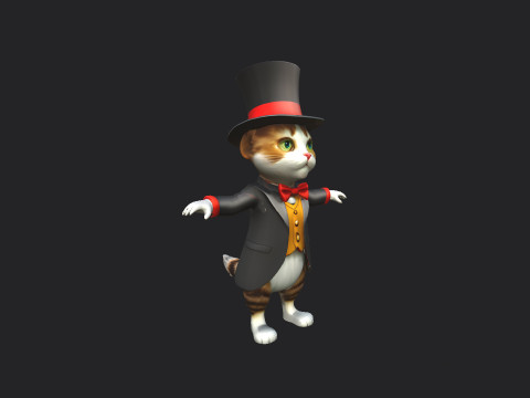 Gentleman Cat Model 001 3D Model