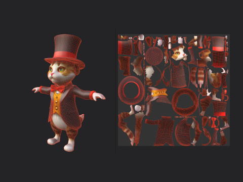 Gentleman Cat Model 001 3D Model