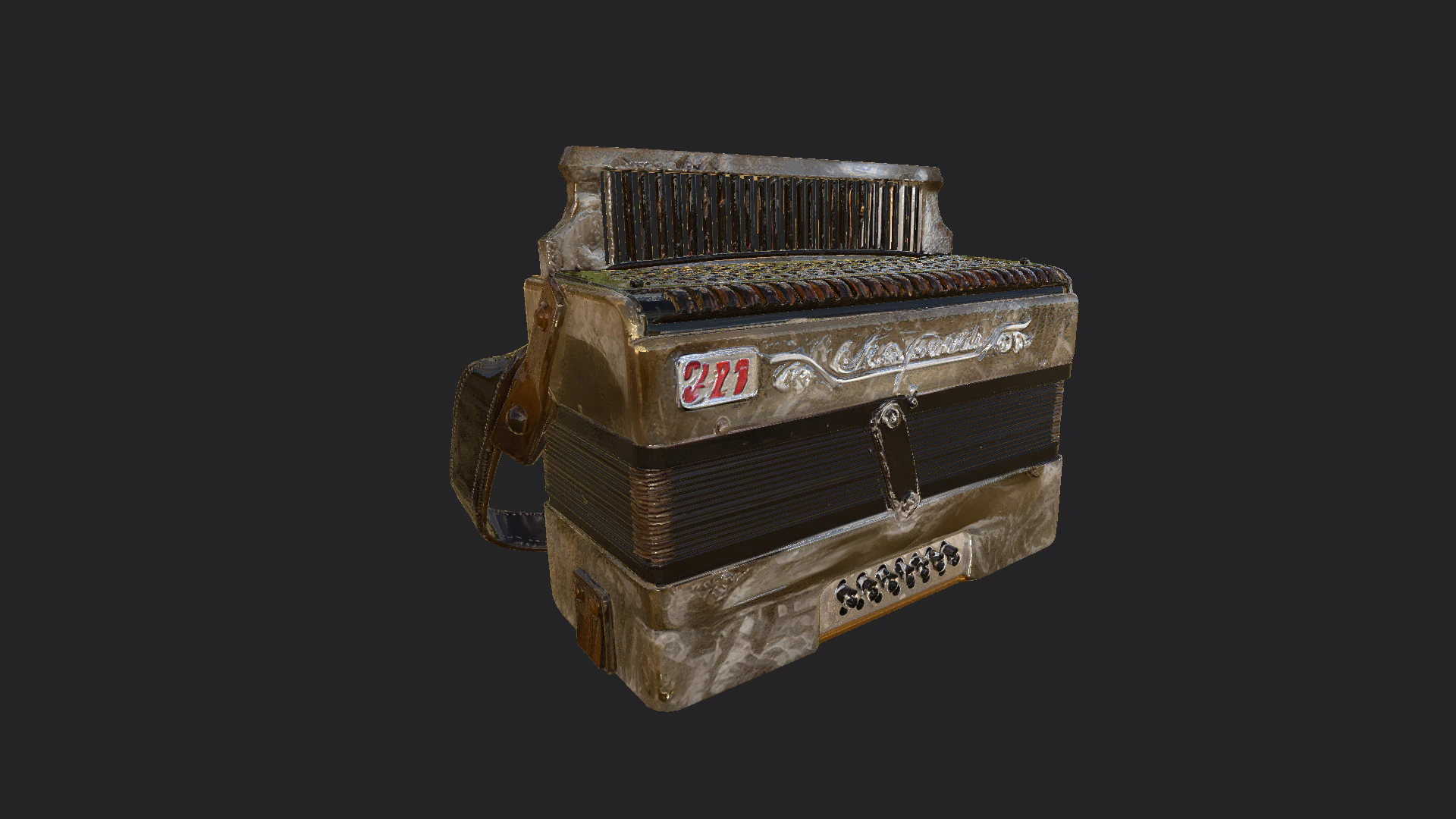 Accordion 011 3D Model .c4d .max .obj .3ds .fbx .stl .blend 