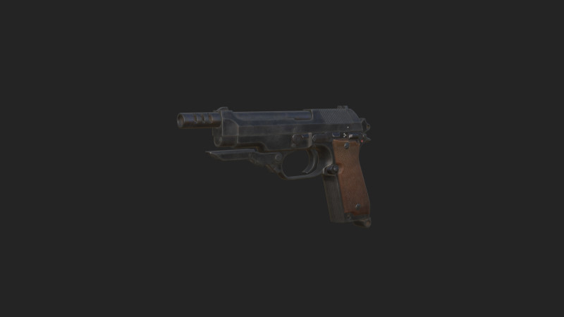 Pistol 014 3D Modell .c4d .max .obj .3ds .fbx .stl .blend