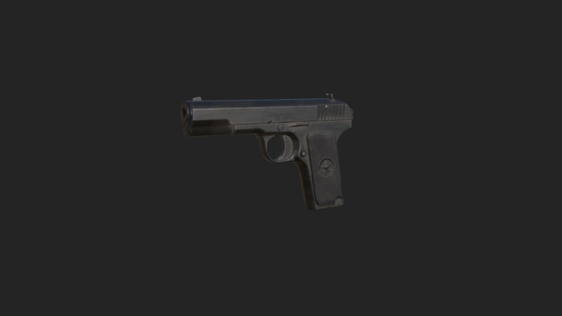 Pistol 017 3D Model .c4d .max .obj .3ds .fbx .stl .blend