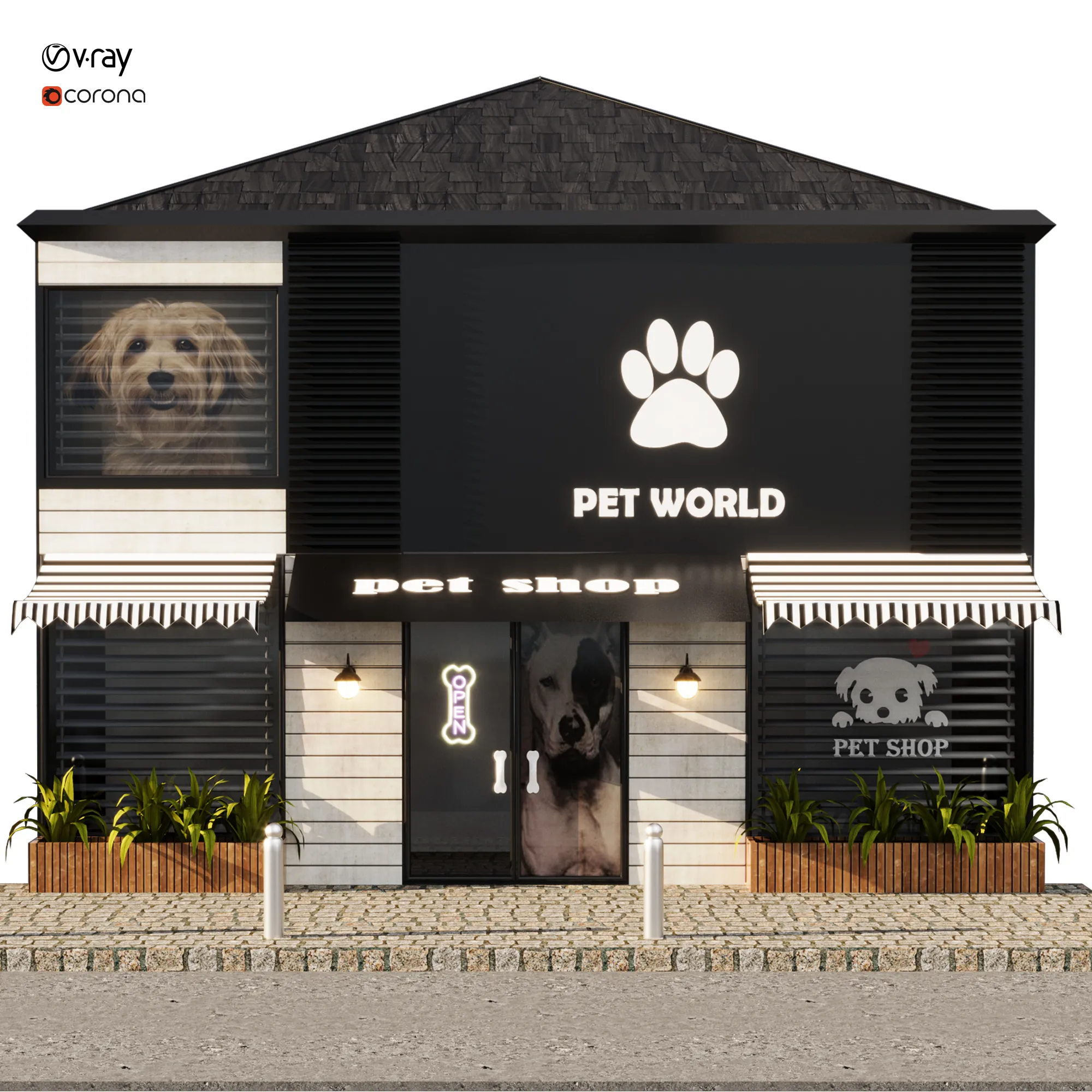 Pet shop face 3D Model .c4d .max .obj .3ds .fbx .stl .blend 