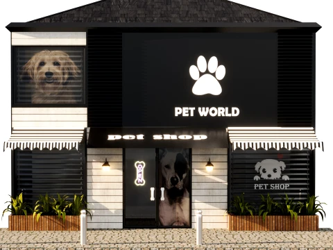 Gezicht van de dierenwinkel 3D Model