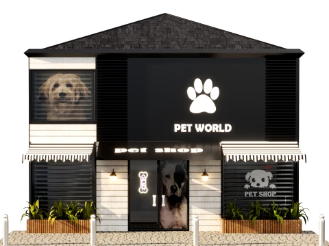 Pet shop face 3D Model