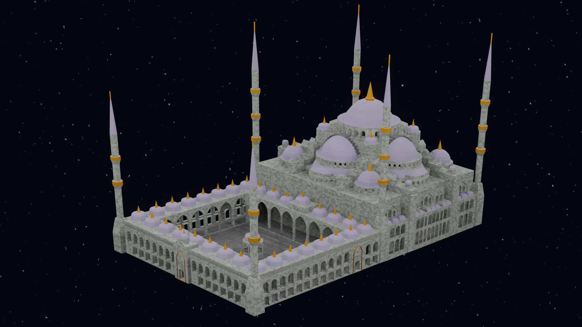 Mezquita del Sultan Ahmet Estambul 3D Model .c4d .max .obj .3ds .fbx .stl .blend
