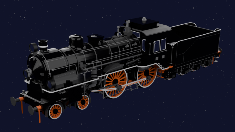 LOCOMOTIVE PRUSSIAN S6 3D Model .c4d .max .obj .3ds .fbx .stl .blend