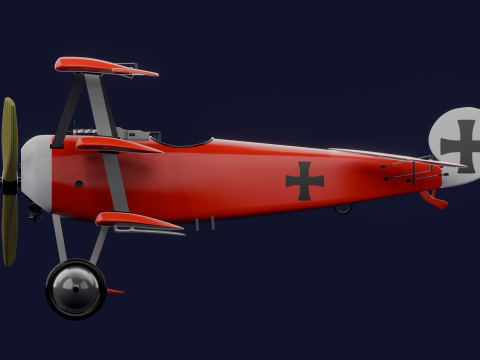 AVION FOKKER DRI RED BARON 3D Model