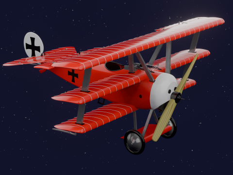 AVION FOKKER DRI RED BARON 3D Model