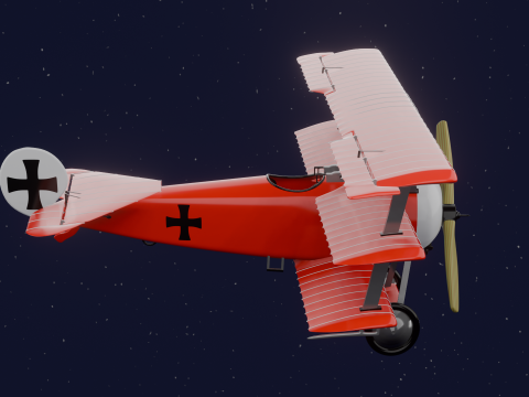 AVION FOKKER DRI RED BARON 3D Model