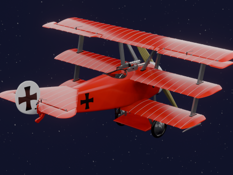 AVION FOKKER DRI RED BARON 3D Model