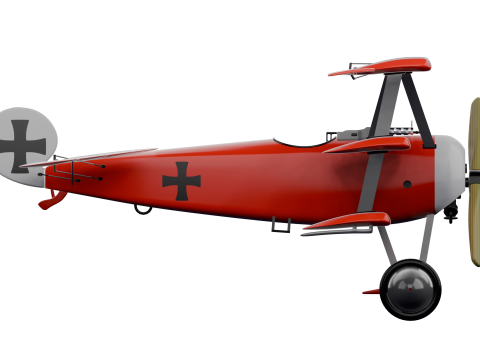 AVION FOKKER DRI RED BARON 3D Model