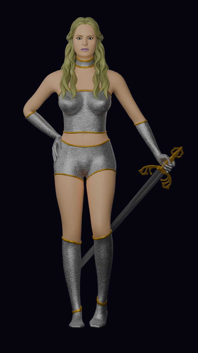 WARRIOR WOMAN 3D Model .c4d .max .obj .3ds .fbx .stl .blend 