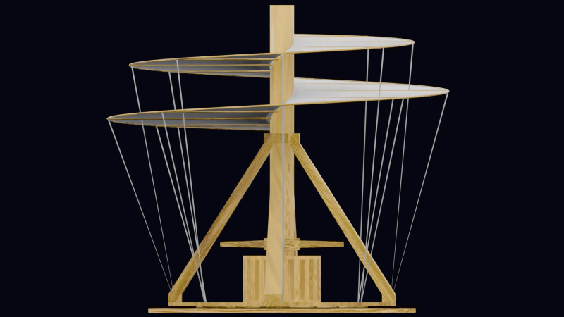 ЛЕОНАРДО ДА ВИНЧИ - ВОЗДУШНЫЙ ВИНТ 3D Модель .c4d .max .obj .3ds .fbx .stl .blend 