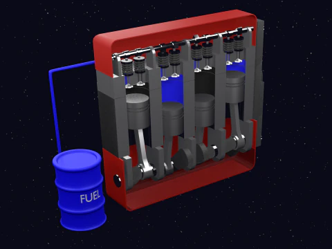 MOTOR DE 4 CURSOS Modelo 3D