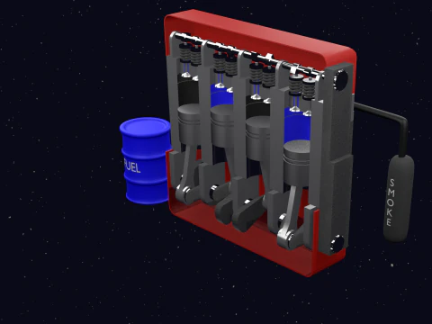 MOTOR DE 4 CURSOS Modelo 3D