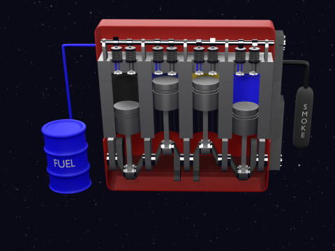 4 STROKE ENGINE 3Dモデル