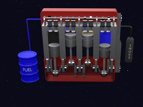 MOTOR DE 4 CURSOS Modelo 3D