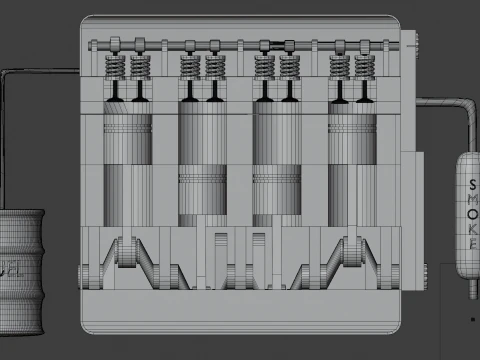 MOTOR DE 4 CURSOS Modelo 3D