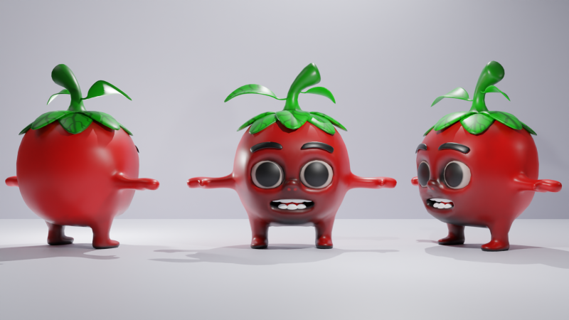 Cartoon Tomato 3D Модель .c4d .max .obj .3ds .fbx .stl .blend 