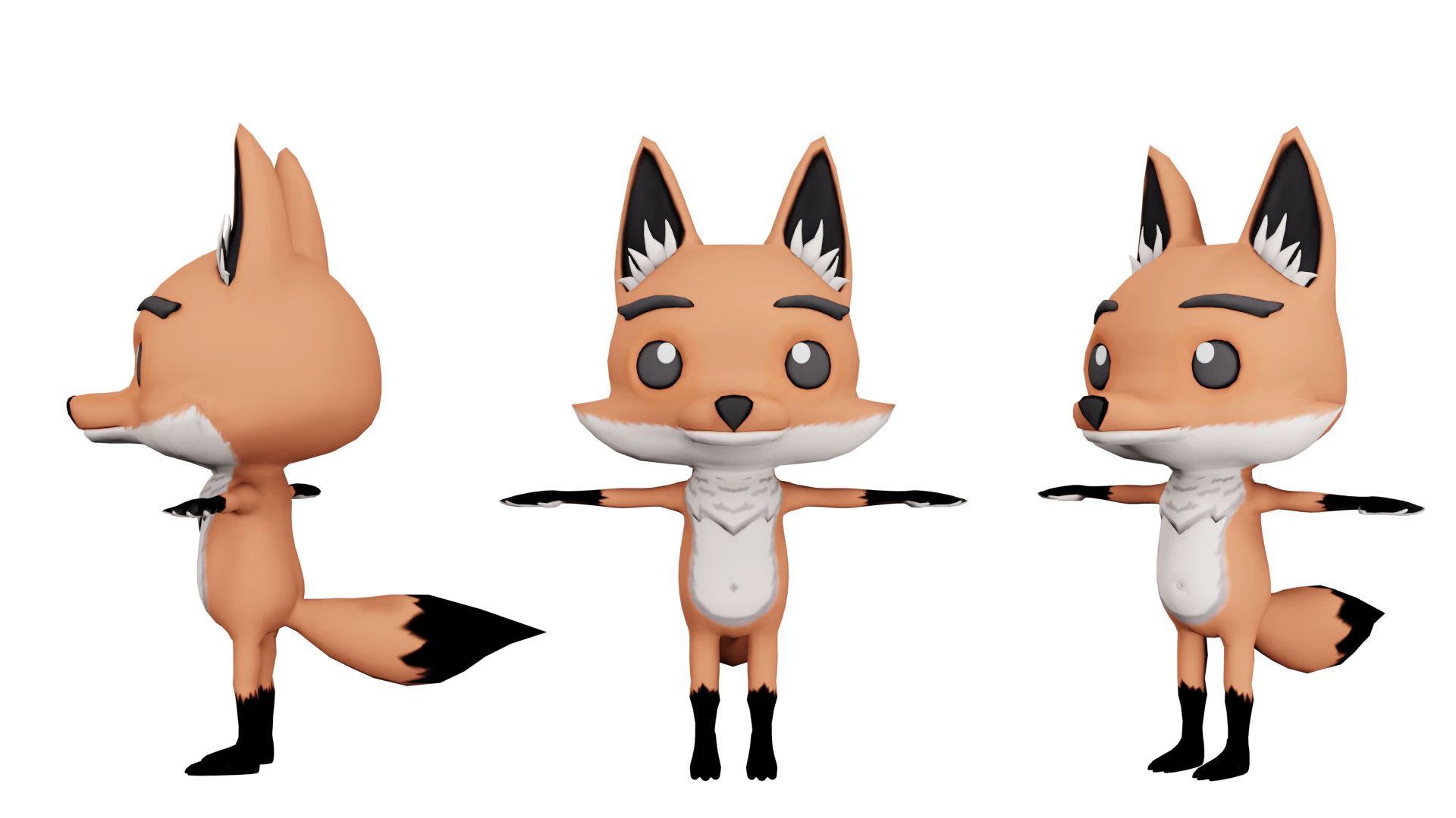 Cartoon Fox 3D Model .c4d .max .obj .3ds .fbx .stl .blend 