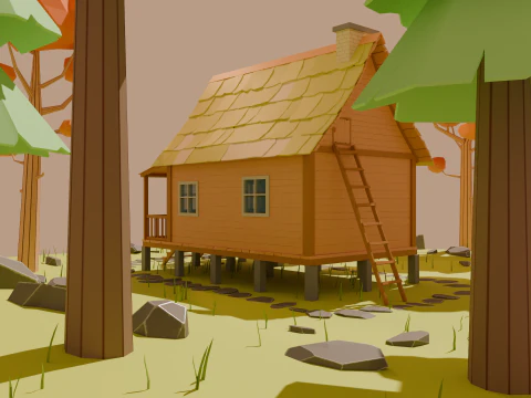 Cartoon forest cabin 3D Model