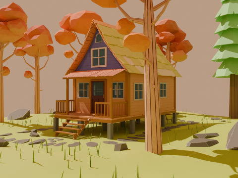 Cartoon forest cabin Modelo 3D