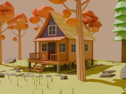 Cartoon forest cabin 3D Model
