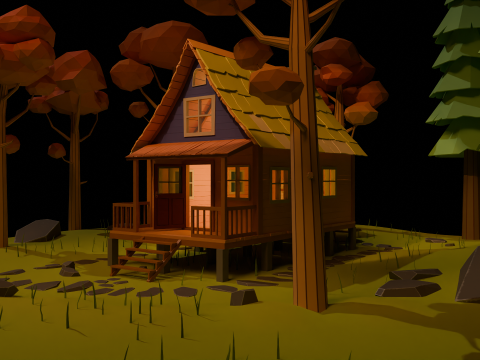 Cartoon forest cabin Modelo 3D
