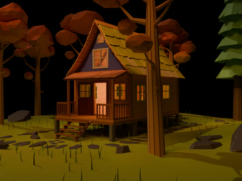 Cartoon forest cabin 3D Model